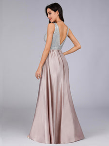 Double V Neck Prom Dress for  F