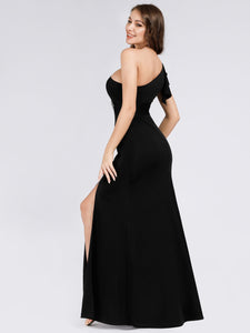 One Shoulder Evening Dresses with Side Split