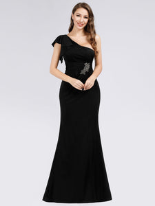 One Shoulder Evening Dresses with Side Split