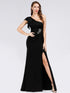 One Shoulder Evening Dresses with Side Split