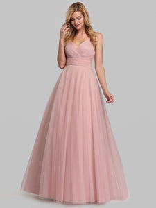 A-Line V-Neck Sleeveless Floor Length Bridesmaid Dresses