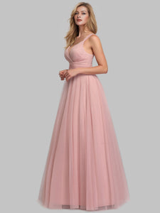 A-Line V-Neck Sleeveless Floor Length Bridesmaid Dresses