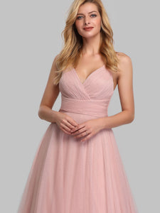 A-Line V-Neck Sleeveless Floor Length Bridesmaid Dresses