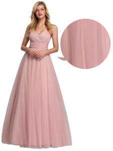 A-Line V-Neck Sleeveless Floor Length Bridesmaid Dresses