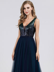 Ever Pretty  V-Neck Sequin Dress Patchwork Evening Party Dresses