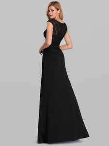 See Though Neckline Evening Dresses with C Sleeve