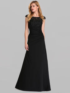 See Though Neckline Evening Dresses with C Sleeve