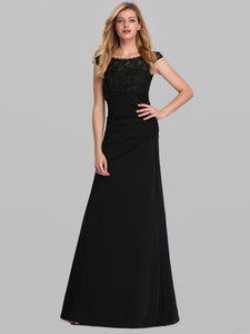 See Though Neckline Evening Dresses with C Sleeve