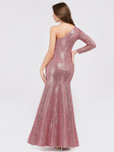 One Shoulder Sequins Bodycon Evening Party Maxi Dresses