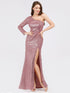 One Shoulder Sequins Bodycon Evening Party Maxi Dresses