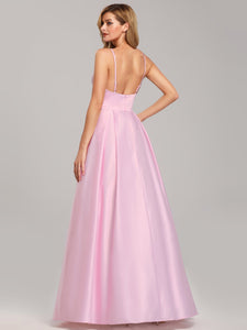 A-Line Satin Floor-Length Dress