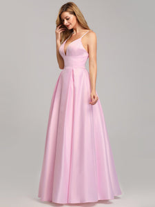 A-Line Satin Floor-Length Dress