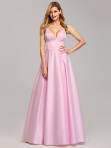 A-Line Satin Floor-Length Dress