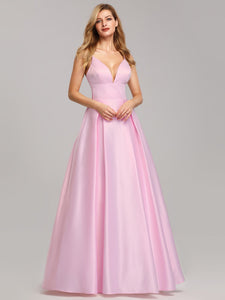 A-Line Satin Floor-Length Dress