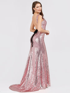 Ever Pretty Backless Sequin Fishtail Dresses with Side Split F