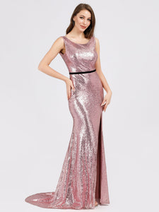 Ever Pretty Backless Sequin Fishtail Dresses with Side Split F