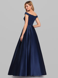 A-Line V-Neck Off Shoulder Evening Dresses