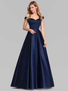 A-Line V-Neck Off Shoulder Evening Dresses