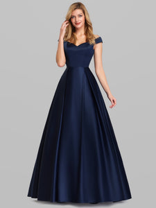 A-Line V-Neck Off Shoulder Evening Dresses