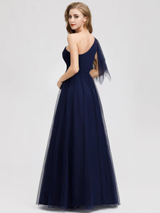 A-line One Shoulder Evening Party Maxi Dresses