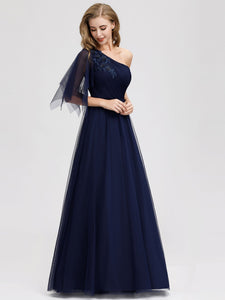 A-line One Shoulder Evening Party Maxi Dresses