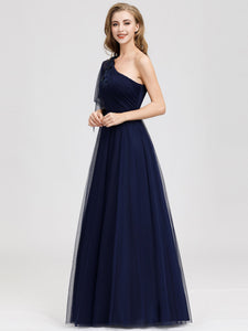 A-line One Shoulder Evening Party Maxi Dresses