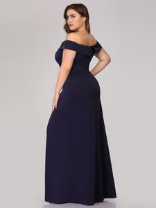 Off Shoulder Side Split Bodycon Evening Maxi Dress