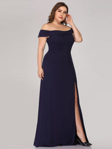 Off Shoulder Side Split Bodycon Evening Maxi Dress