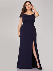 Off Shoulder Side Split Bodycon Evening Maxi Dress