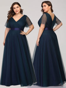 V-Neck A-Line Short Sleeve Floor-Length Bridesmaid Dresses