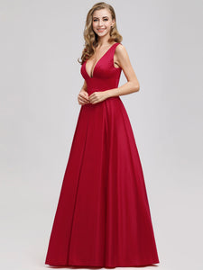 V-Neck Backless Flared Evening Party Dresses