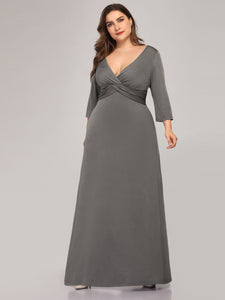 Pl Size V-Neck Font Wr Floor-Length Evening Dress