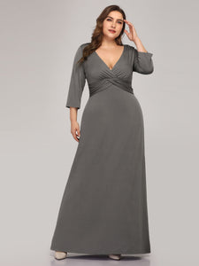 Pl Size V-Neck Font Wr Floor-Length Evening Dress