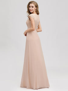 A-Line V-Neck C Sleeve Bridesmaid Dresses