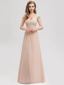 A-Line V-Neck C Sleeve Bridesmaid Dresses