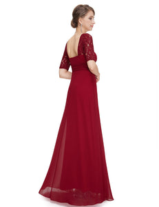 Deep V-neck Shoulders Long Evening Dress