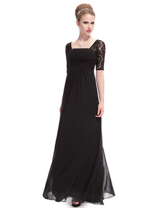 Deep V-neck Shoulders Long Evening Dress