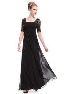 Deep V-neck Shoulders Long Evening Dress