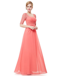 Deep V-neck Shoulders Long Evening Dress