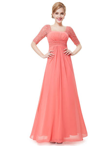 Deep V-neck Shoulders Long Evening Dress