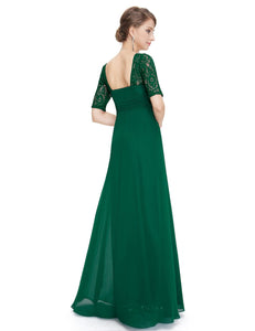 Deep V-neck Shoulders Long Evening Dress