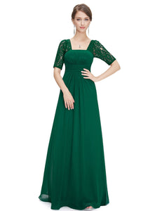 Deep V-neck Shoulders Long Evening Dress