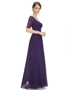 Deep V-neck Shoulders Long Evening Dress