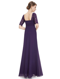 Deep V-neck Shoulders Long Evening Dress