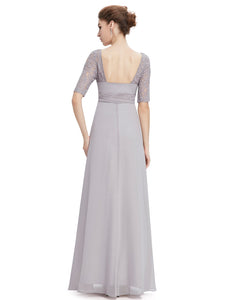 Deep V-neck Shoulders Long Evening Dress