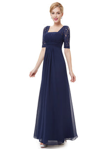 Deep V-neck Shoulders Long Evening Dress