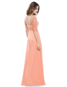 Deep V-neck Shoulders Long Evening Dress