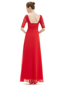 Deep V-neck Shoulders Long Evening Dress