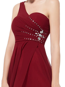 Sexy One Shoulder Rhinestones Chiffon Hi-low Party Dress F