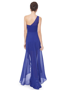 Sexy One Shoulder Rhinestones Chiffon Hi-low Party Dress F